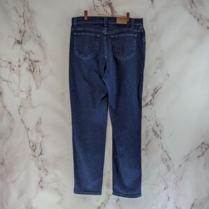 Vintage Lee Jeans Womens 32 X 30 High Rise Straight Taper Mom Dark Wash Rigid